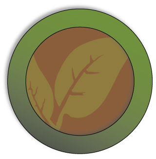 Groene omcirkeling van bruine button met blad